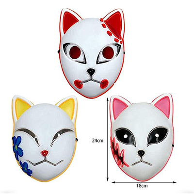 La maschera di protezione giapponese di anime LED dell'assassino del demone di Halloween si accende per il cosplay