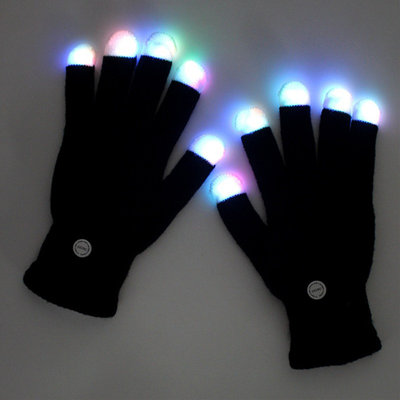 Il partito luminoso di rave del LED accende i guanti del dito che infiammano neri