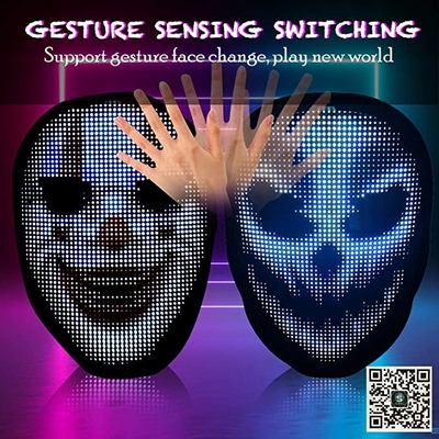 La maschera di protezione astuta del App LED di Bluetooth Smartphone che splende il cosplay facciale si accende