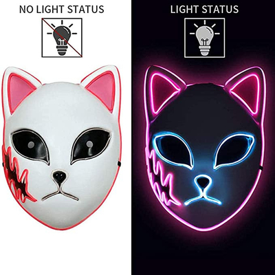 La maschera di protezione giapponese di anime LED dell'assassino del demone di Halloween si accende per il cosplay