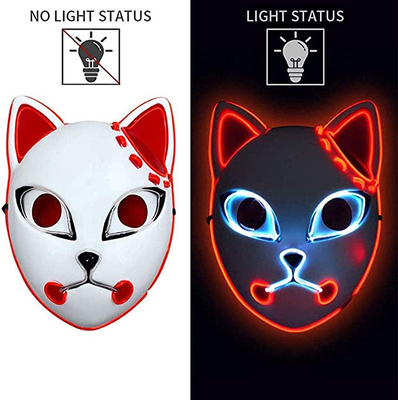 La maschera di protezione giapponese di anime LED dell'assassino del demone di Halloween si accende per il cosplay