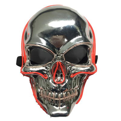 Scheletro spaventoso di Halloween accendere la maschera di protezione piena che emette luce nell'oro scuro degli adulti