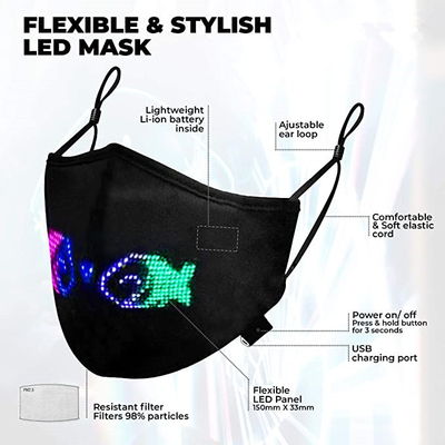 Maschera di protezione programmabile degli adulti LED