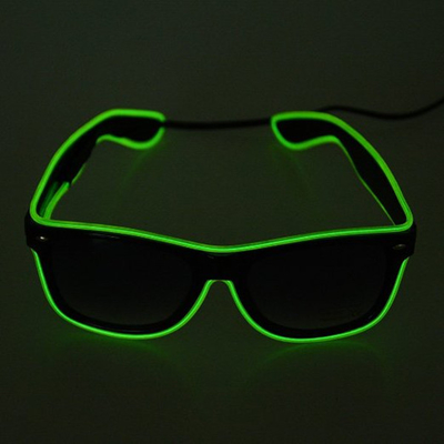 Vetri luminosi della lente nera al neon LED del cavo con il pacchetto della batteria 2AA