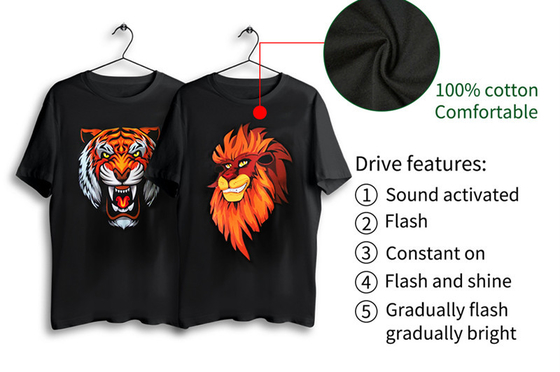 Il LED accende la maglietta con Tiger Patter i 3 modi infiammanti luminosi per il night-club del DJ del partito
