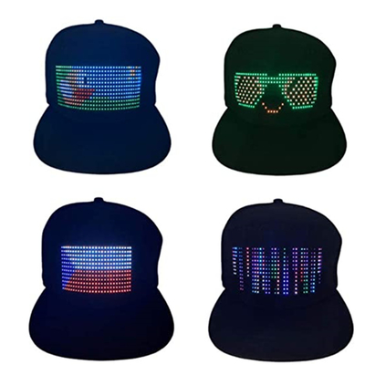 Cappello nero di Bluetooth LED con controllo mobile programmabile del App dell'esposizione