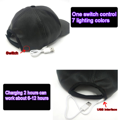 Cappelli luminosi del berretto da baseball del LED con il carico leggero di USB di 7 colori