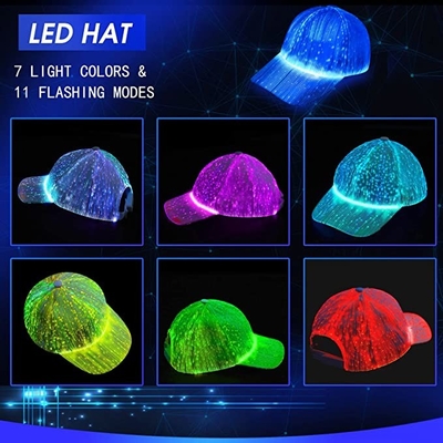 Cappelli luminosi del berretto da baseball del LED con il carico leggero di USB di 7 colori