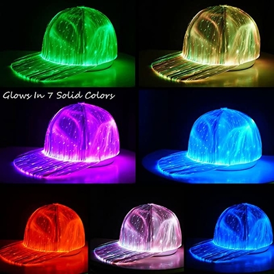 Berretti da baseball luminosi a fibra ottica 7 cappucci d'ardore di colori regolabili