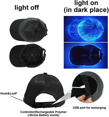 La fibra ottica principale d'ardore luminosa dei berretti da baseball accende i cappelli ricaricabili