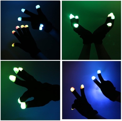 Una punta delle dita luminosa di 3 di colori LED guanti della luce che infiamma per il partito di rave