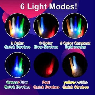 I guanti bianchi della luce del LED per gli adulti 5 dei bambini colora i 6 modi leggeri