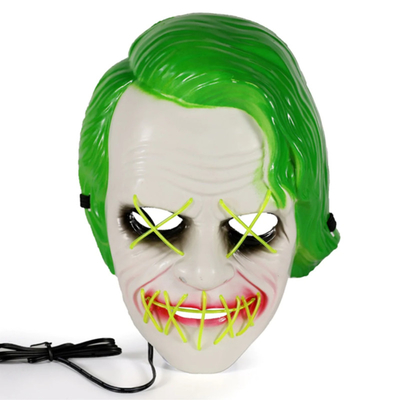 Burlone verde Halloween principale per accendere maschera per il cosplay del partito di travestimento