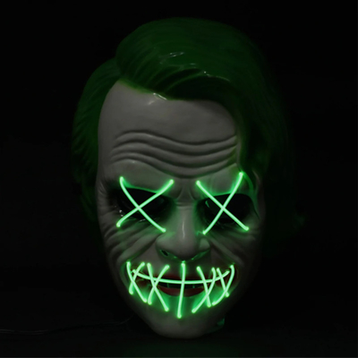 Burlone verde Halloween principale per accendere maschera per il cosplay del partito di travestimento