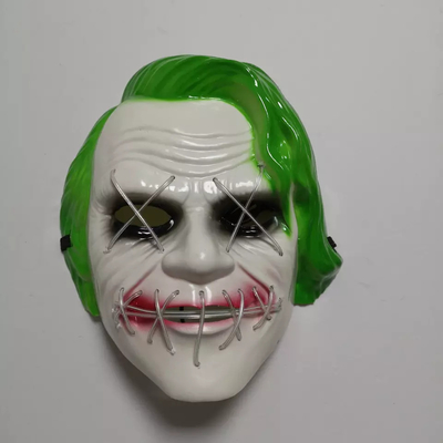 Burlone verde Halloween principale per accendere maschera per il cosplay del partito di travestimento