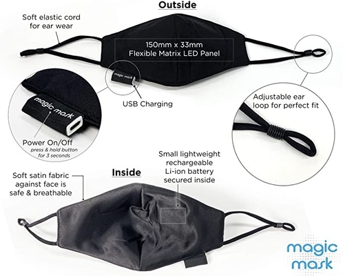 Il App programmabile di Bluetooth della maschera di protezione di festival LED del partito ha controllato USB ricaricabile