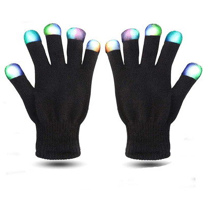 Guanti d'ardore della luce delle punte delle dita scure LED per rave della festa di Natale