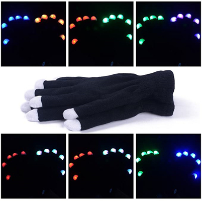 Guanti d'ardore della luce delle punte delle dita scure LED per rave della festa di Natale
